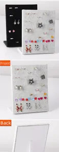 Front and back detail of velvet jewelry display stand for rings and earrings