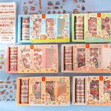 Detailed overhead view of 12 rolls floral washi tape and sticker set for DIY scrapbooking