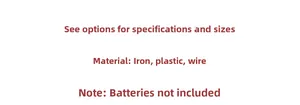 Technical details of the star tree topper specifying materials and battery requirements