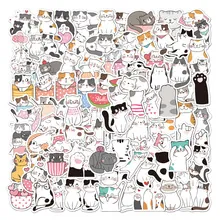 Detailed view of waterproof vinyl reading stickers featuring cute cartoon cat designs