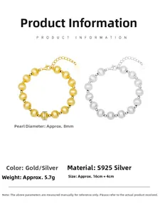 Gros plan sur les perles œil de chat brossées de 8mm sur bracelet en argent S925