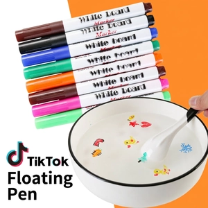 8-color magic water floating pens set for creative drawing with ceramic spoon