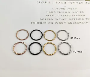 Multiple gauge and color options for 316L stainless steel hinged segment nose rings
