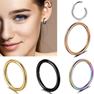 316L Stainless Steel Hinged Segment Ring Clicker Nose Ring Septum Piercing Earring Cartilage Helix Hoop Jewelry Unisex