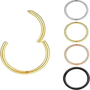 316L stainless steel hinged clicker rings in gold, silver, rose gold and black colors