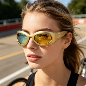Retro Y2K Sunglasses Oval PC Frame UV Protection Outdoor Cycling Fashion Eyewear For Women