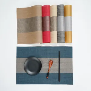 PVC Woven Place Mats Heat Resistant Non-Slip Table Mats Chinese Jacquard Washable Quick Dry Kitchen Dining Home