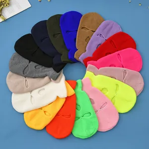 Three-hole knitted balaclava masks in multiple colors for windproof winter face protection