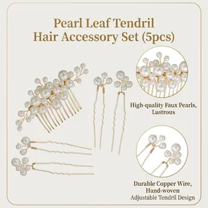 Ensemble de 5 accessoires de cheveux en perles avec peigne et épingles en forme d'U