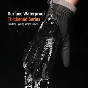 Waterproof winter ski gloves for men featuring thick fleece lining and touch screen grip