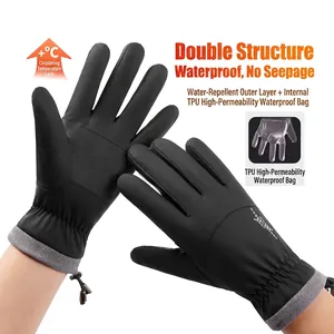 Waterproof thermal ski gloves with TPU layer and anti-slip palm for winter sports