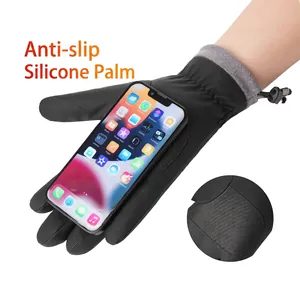 Waterproof touchscreen winter ski gloves with non-slip silicone palm for men
