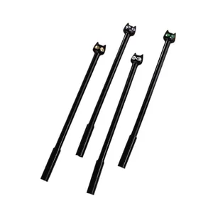 Set of four black 0.5mm cat-themed gel pens with cute diverse cat head topper decorations