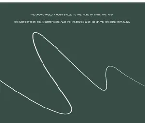 Minimalist dark green Christmas gift card with elegant hand-drawn white wave lines