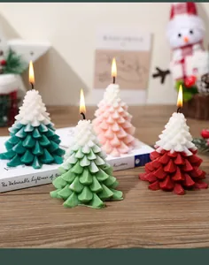 Detail of Christmas tree candles with snowy gradient texture and layered scale patterns