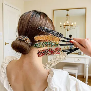 Crystal Rhinestone Hair Bun Maker Flexible Twister Shimmering Floral DIY Hairstyle Accessory For Women Elegant Headwear
