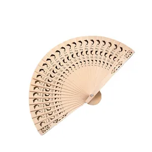 8 inch sandalwood scented folding fan with delicate hollow dolphin carving patterns