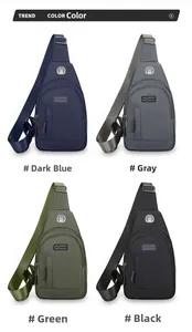 Outdoor crossbody chest bags shown in dark blue, gray, green, and black color options