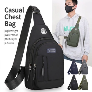 Men's Casual Oxford Cloth Chest Bag Waterproof Multi-Compartment Sling Bag With Earphone Hole For Outdoor Travel Sport Crossbody Bag