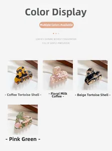 French vintage acetate hair claws in four floral and tortoiseshell textures for women