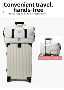 Travel bag with back trolley sleeve attachment showing convenience for luggage carry