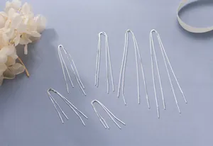 Detailed set of S925 sterling silver long U-shaped threader earrings in various lengths