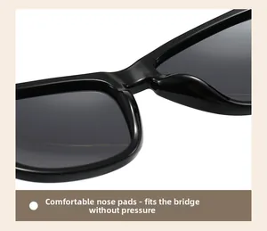 Detail of ergonomic integrated nose pads on black polarized retro sunglasses