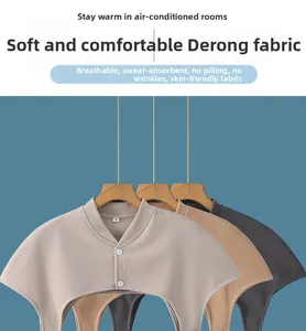 Close-up of Dralon thermal shoulder warmers in apricot, camel and dark grey colors