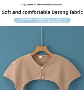 Macro view of Dralon thermal shoulder wrap with premium buttons and soft texture