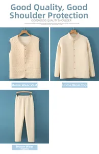 Macro view of beige waffle knit texture on thermal homewear set with button details