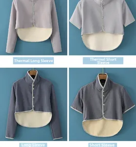 Thick Dralon fleece shoulder warmer with velvet lining in long and short sleeve options
