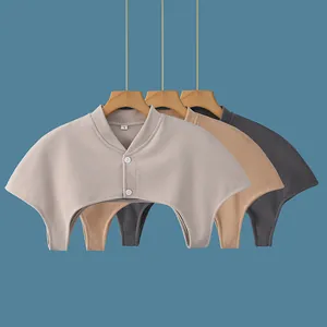 Women Dralon Thermal Shoulder Protector Shrug Stand Collar Round Neck Button Shrug For Sleeping Air Conditioning Room Postpartum Nursing