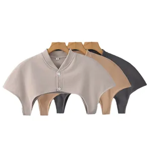Women's warm thermal shoulder wrap set in light brown, coffee, and dark gray colors