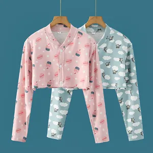 Chaqueta de Mujer de Algodón Protector de Hombros Estampado Dibujos Animados Fino Transpirable Cárdigan Bolero