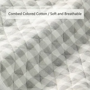 Quilted colored cotton shoulder warmer with grey plaid pattern for elderly women