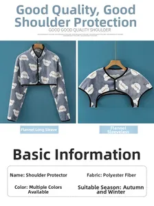 Detail view of thick flannel shoulder warmer styles with printed bear patterns for winter