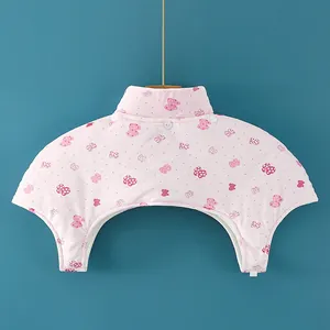 Pink thermal baby shoulder wrap cape with bow patterns and soft fleece lining