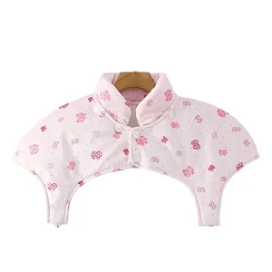 Soft pink thermal shoulder protector for women with bow pattern and button closure