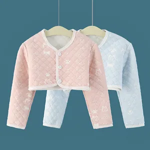 Veste Protectrice d'Épaule Chaude Matelassée pour Bébé Cardigan Court Rembourré en Coton Haut de Pyjama Automne Hiver Enfants