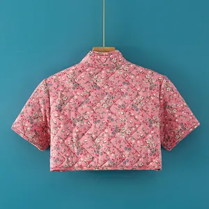 Floral quilted thermal shoulder wrap in pink for neck warmth and breastfeeding