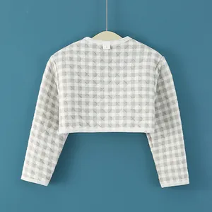 Chauffe-épaules matelassé à manches longues pour enfants avec motif à carreaux gris
