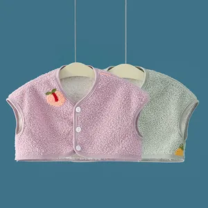 Kids Warm Shoulder Protector Milk Velvet Thermal Vest For Baby Sleeping Winter Thick Quilted Sleeveless Jacket Infant Outerwear