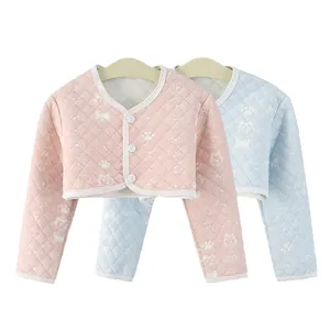 Chauffe-épaules matelassés en coton pour bébé avec motifs de chat en rose et bleu