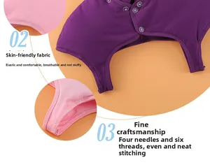 Detail of high-elasticity pet surgical recovery suit showing snap buttons and fine stitching