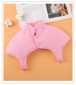 Close-up of pink thermal shoulder protector with high neck and clear button closure