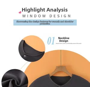 Close-up of dark grey thermal shoulder brace with round neck and single button detail