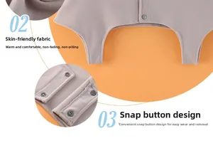 Detail of warm thermal shoulder wrap with snap button and soft skin-friendly fabric