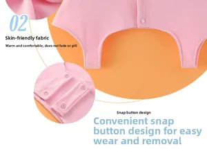 Detail of pink knitted cotton shoulder protector showing soft texture and snap buttons