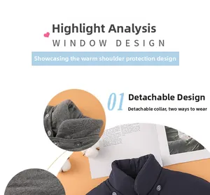 Close-up of thickened thermal shoulder protector with detachable button design