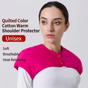 Unisex padded cotton shoulder warmer in rose red, soft and breathable heat-locking wrap